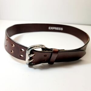 Express Leather Belt Dark Brown, Silver Retro, Boho Style